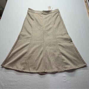 Philosophy Republic Clothing Corp Faux Leather Midi Skirt Size 16 Tan/Beige NWT